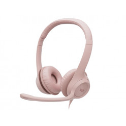 Logitech USB Headset H390, Noise-canceling Microphone, Headset: 20–20,000 Hz, Microphone: 100–10,000 Hz, In-line audio controls, USB, Rose